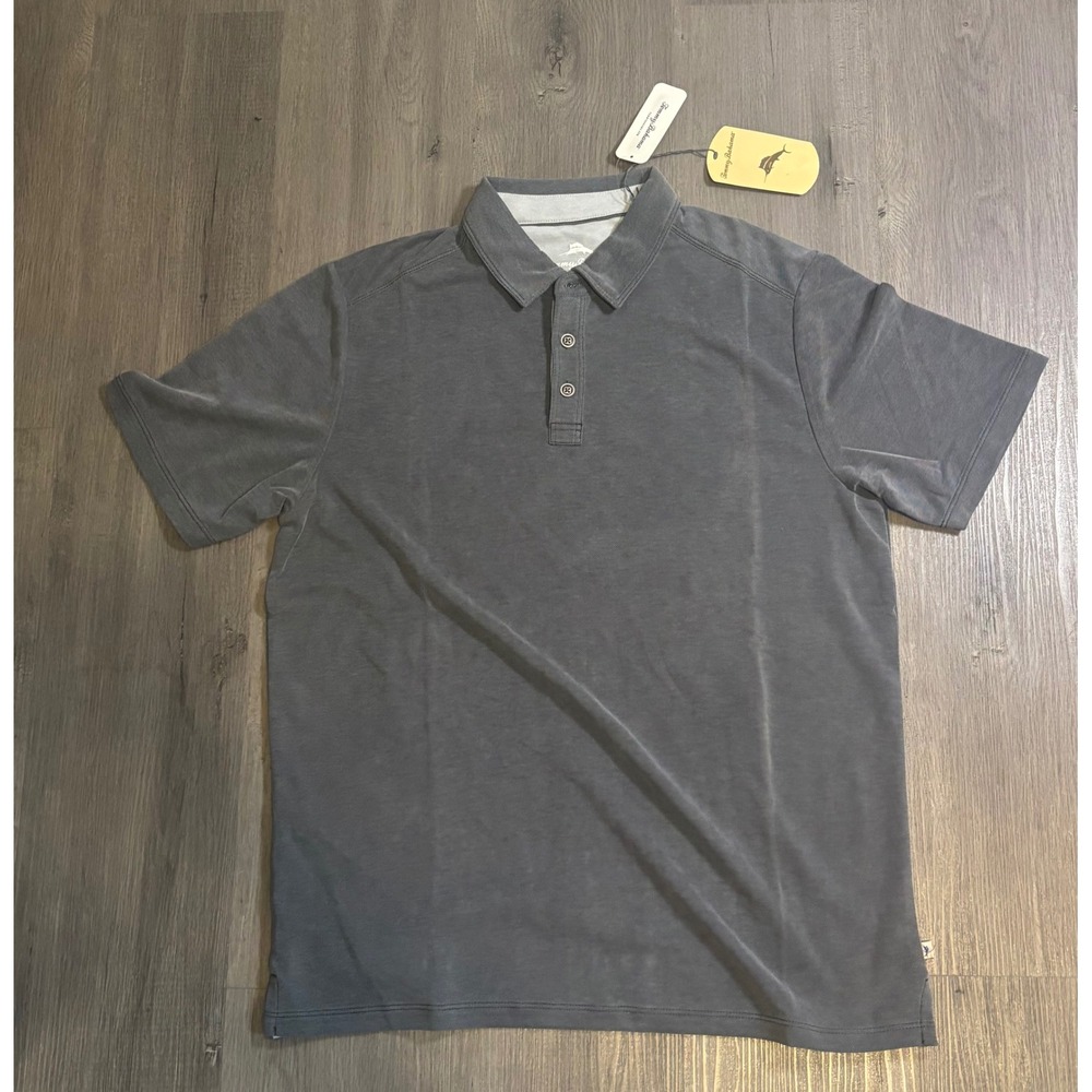 Tommy Bahama Shoreline Surf Polo Mens M Jet Black Tencel Blend TB220240R